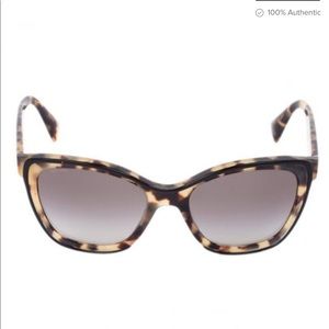Prada Tortoise Shell Square Cat Eye Women's Sunglasses